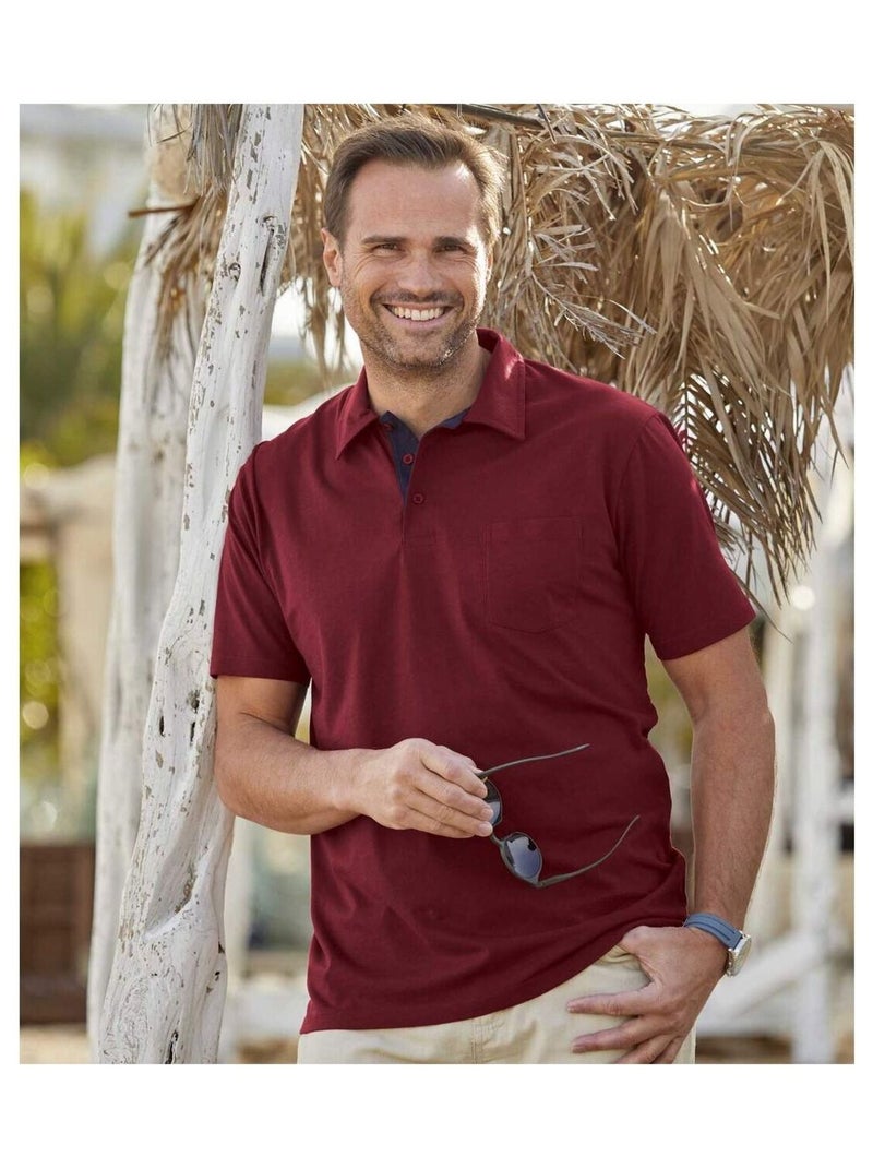 Lot de 5 Polos SportWear  - ATLAS FOR MEN Blanc Bleu Bleu - Kiabi