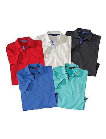 Lot de 5 Polos Unis Fantaisie - ATLAS FOR MEN