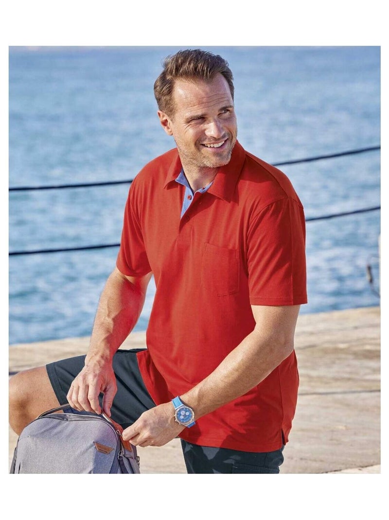 Lot de 5 Polos Unis Fantaisie   - ATLAS FOR MEN Blanc Bleu Bleu - Kiabi