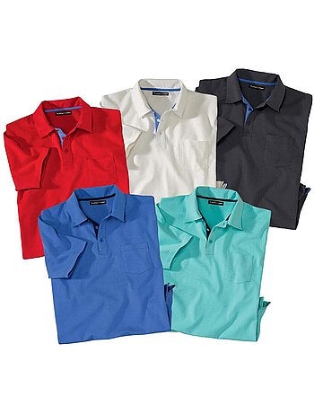 Lot de 5 polos unis fantaisie - atlas for men