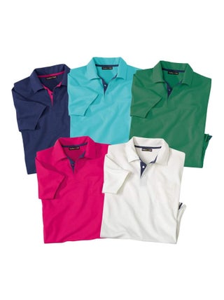 Lot de 5 Polos Unis Summer  - ATLAS FOR MEN