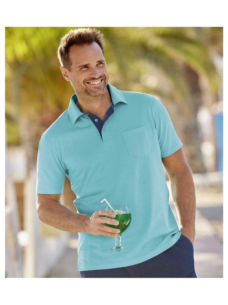 Lot de 5 Polos Unis Summer  - ATLAS FOR MEN Blanc Vert Bleu - Kiabi