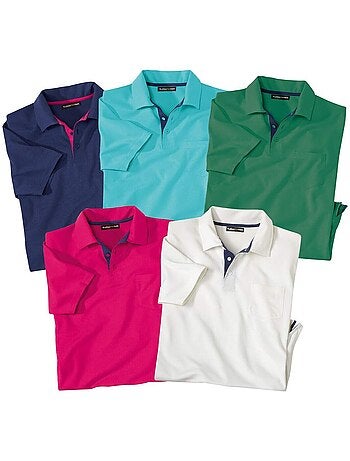 Lot de 5 polos unis fantaisie - atlas for men