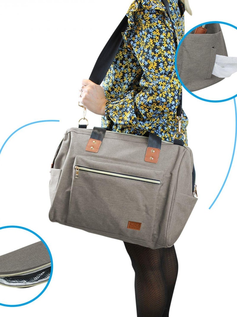 Lot de 5 sacs à langer multifonction pour bébé 12 poches avec trousse isotherme - Monsieur Bébé Beige - Kiabi