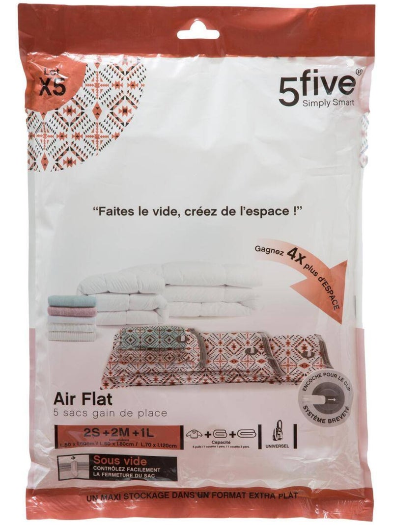 Lot de 5 sacs compresseurs d'air imprimé air flat Vert - Kiabi