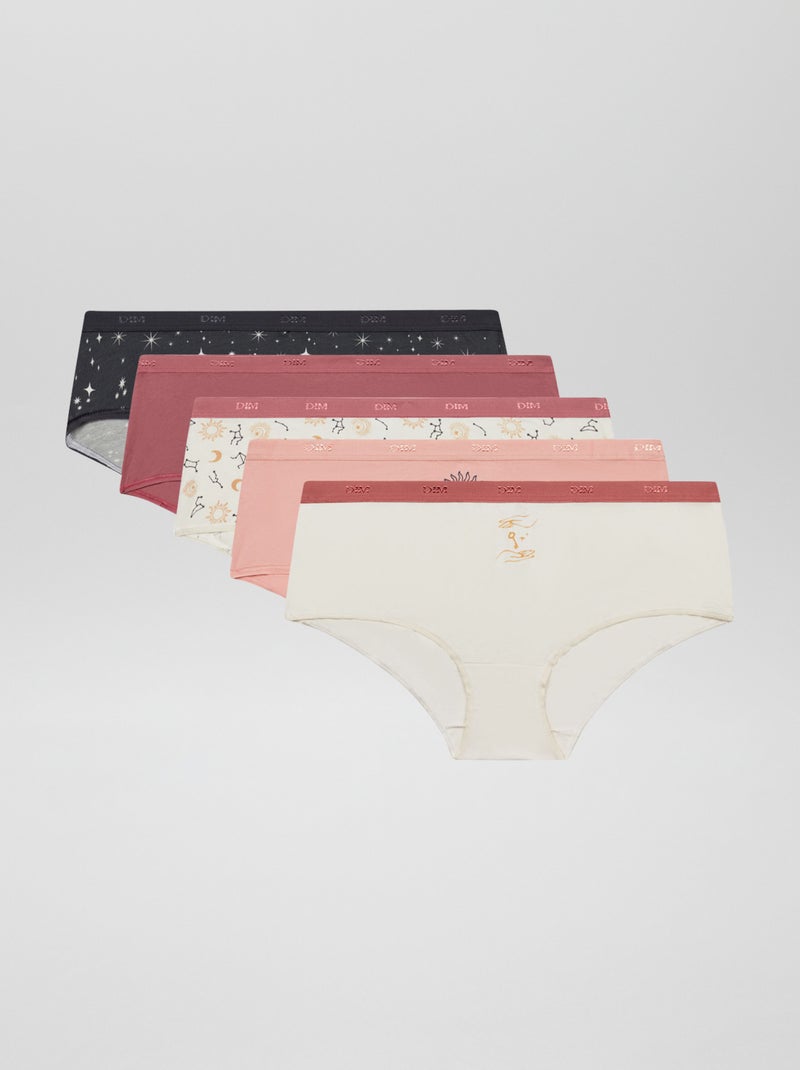 Lot de 5 shorties 'Dim' Rose/blanc/noir - Kiabi