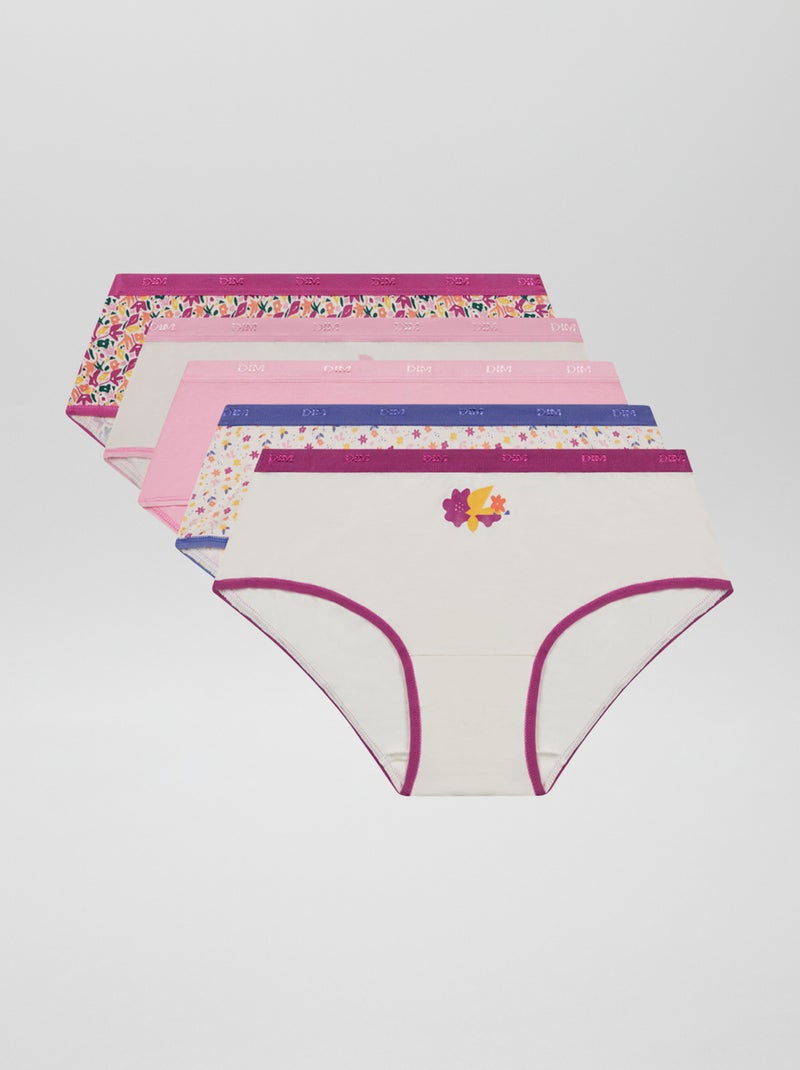 Lot de 5 shorties 'Dim' Rose/violet/blanc - Kiabi