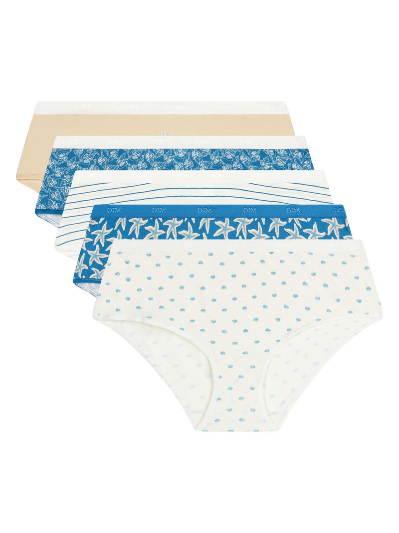 Lot de 5 Shorties Les Pockets Coton Bleu - Kiabi