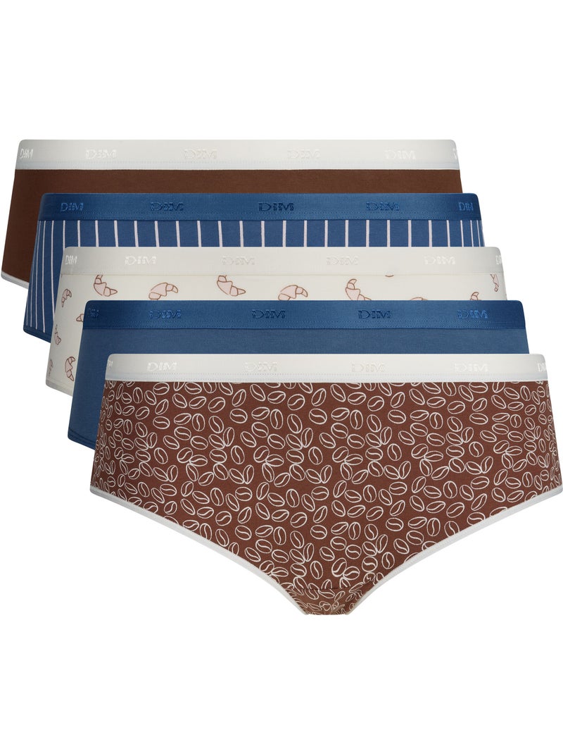 Lot de 5 Shorties Les Pockets Coton Marron clair - Kiabi