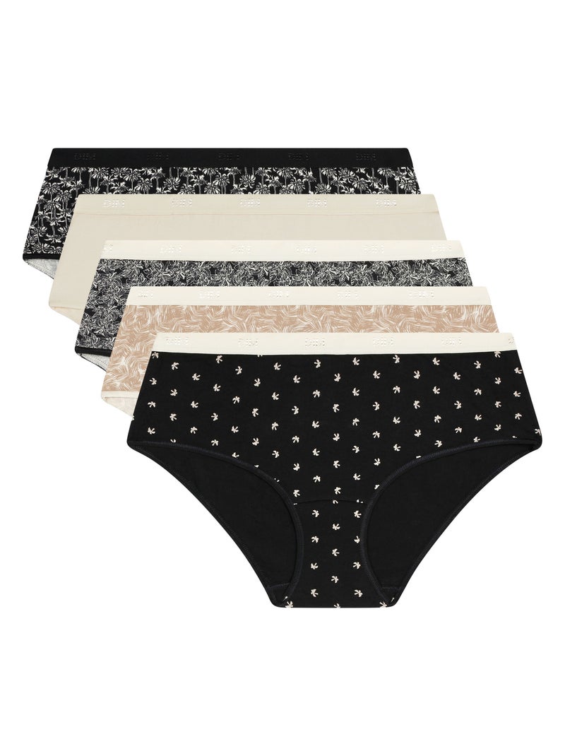 Lot de 5 Shorties Les Pockets Coton Noir - Kiabi