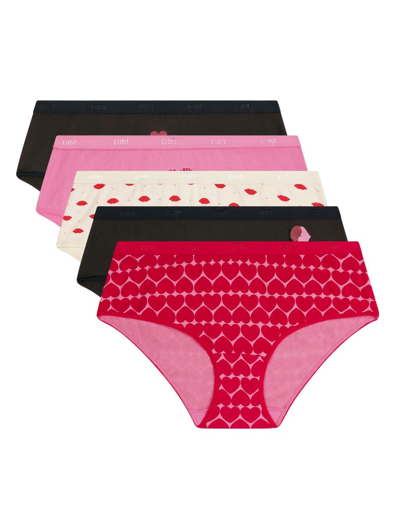 Lot de 5 Shorties Les Pockets Coton Rose - Kiabi