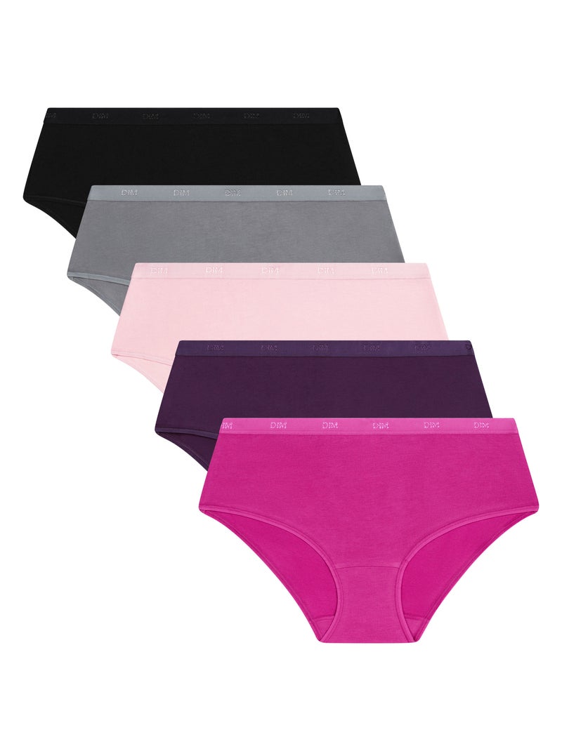 Lot de 5 Shorties Les Pockets Coton Rose fushia - Kiabi