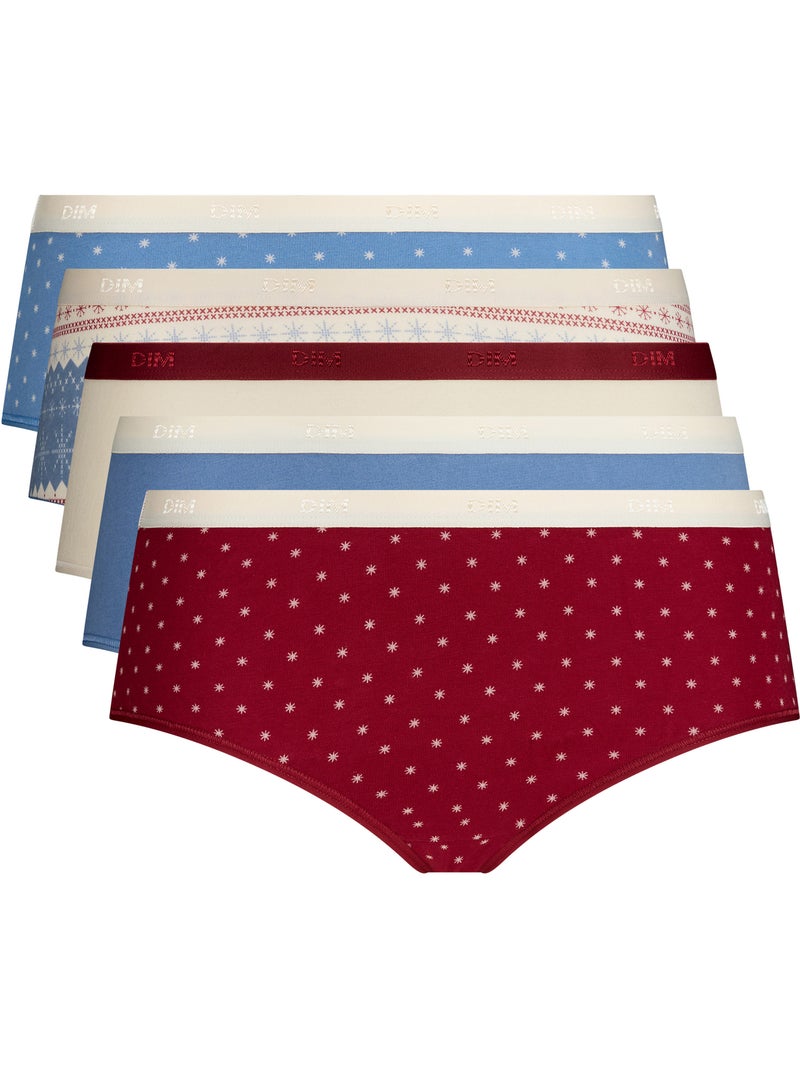 Lot de 5 Shorties Les Pockets Coton Rouge vermillon - Kiabi