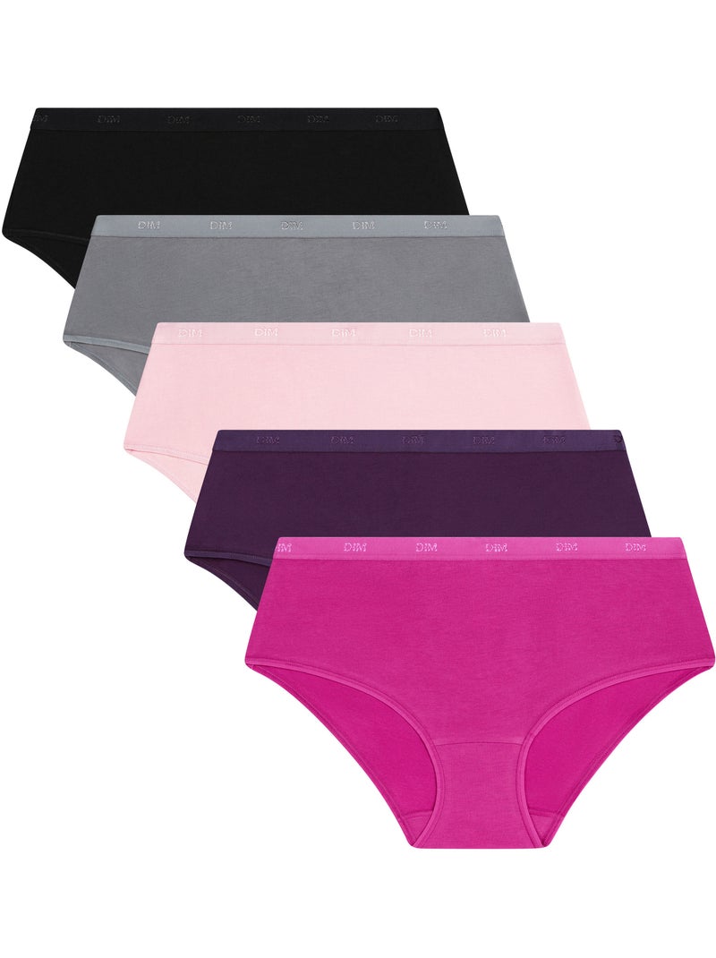 Lot de 5 Shorties Les Pockets Coton Violet aubergine - Kiabi