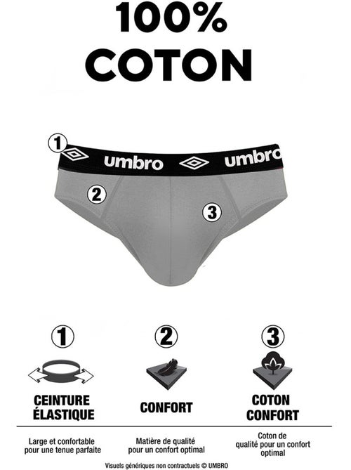 Lot de 5 Slips coton homme Umbro - Kiabi Lot de 5 Slips coton homme Umbro - Kiabi