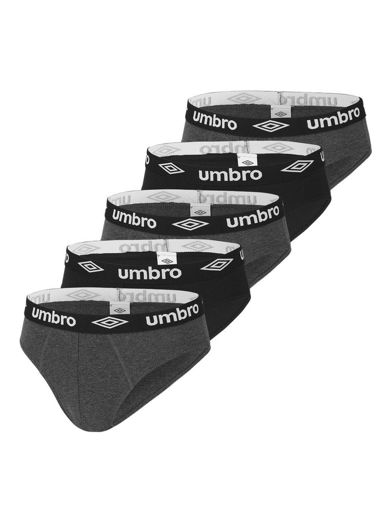 Lot de 5 Slips coton homme Umbro Noir Gris - Kiabi