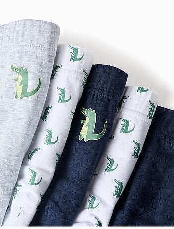 Lot de 5 slips en coton avec crocodiles imprimés