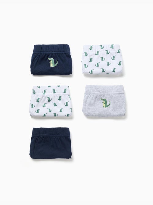 Lot de 5 slips en coton avec crocodiles imprimés - Kiabi