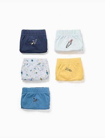 Lot de 5 slips en coton avec imprimés fusée