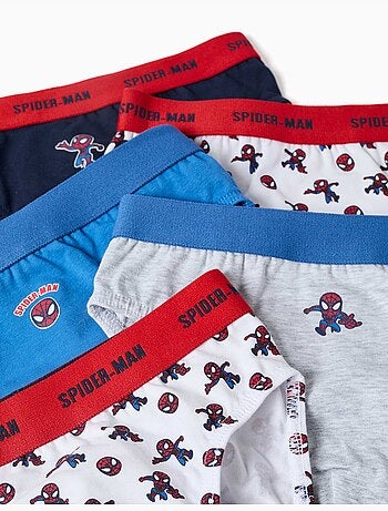 Lot de 5 slips en coton avec imprimés spider-man