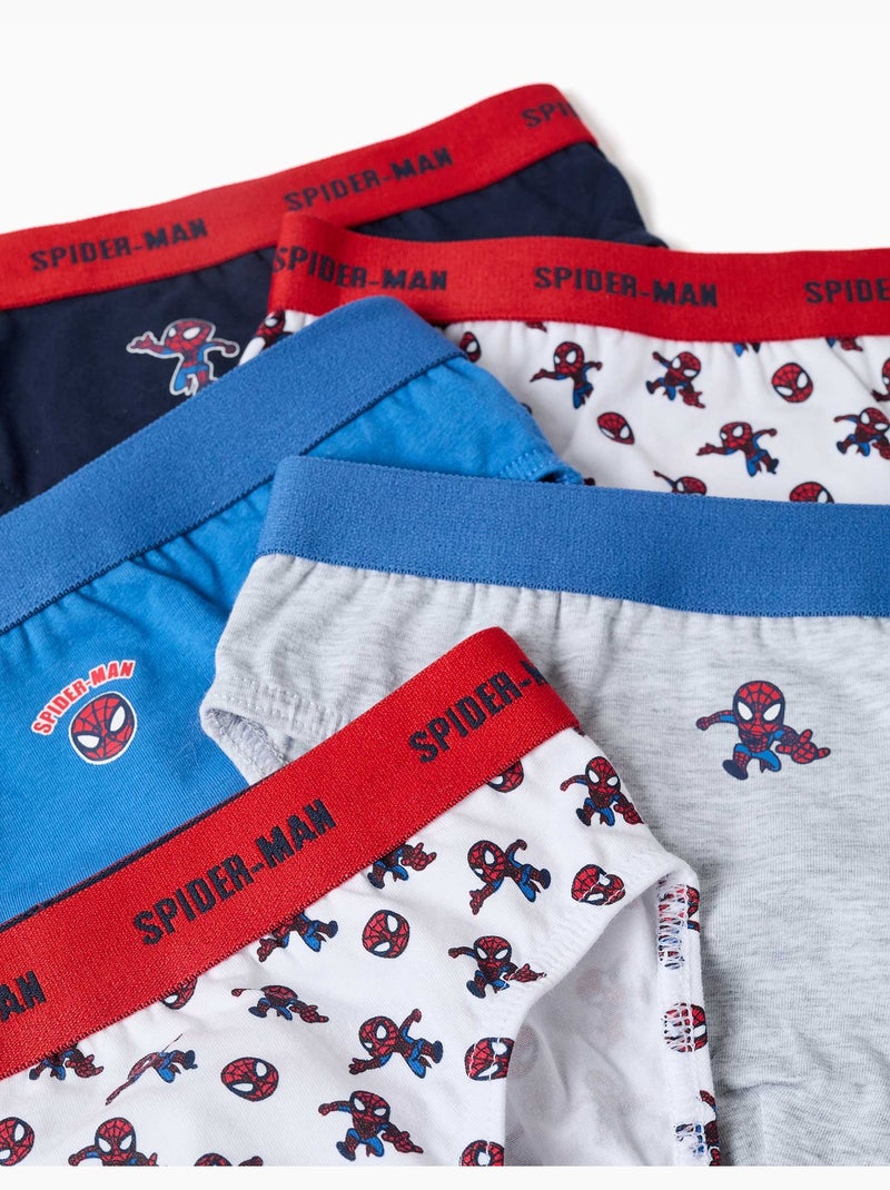 Lot de 5 slips en coton avec imprimés spider-man Gris/Bleu/Rouge/Blanc - Kiabi