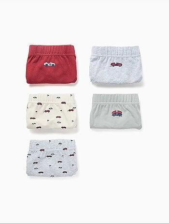 Lot de 5 slips en coton avec imprimés voitures