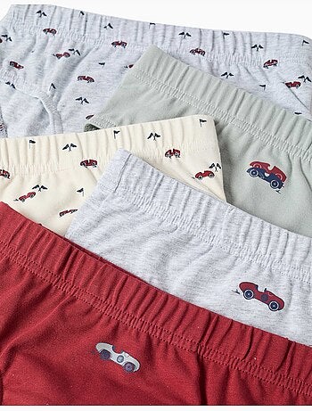 Lot de 5 slips en coton avec imprimés voitures
