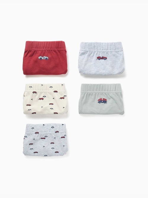 Lot de 5 slips en coton avec imprimés voitures - Kiabi