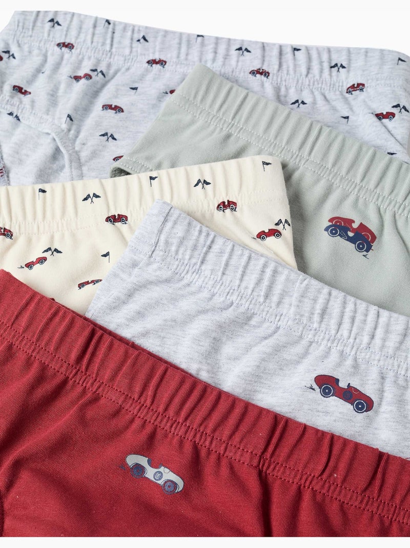 Lot de 5 slips en coton avec imprimés voitures Gris Rouge - Kiabi