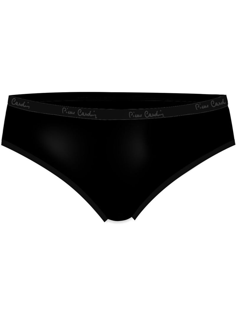 Lot de 5 slips femme  en coton uni ceinture fine 2cm class pierre cardin Noir - Kiabi