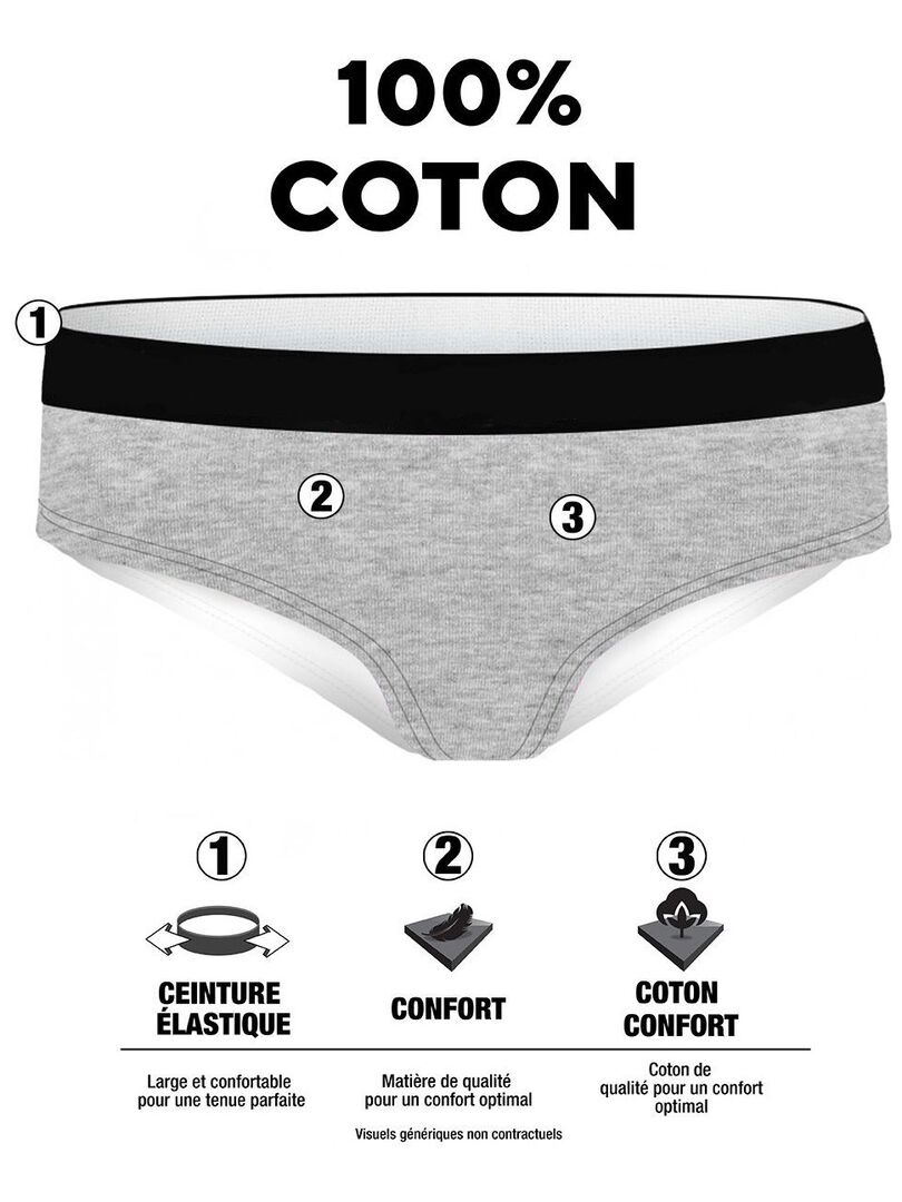 Lot De 5 Slips Fille Hanes Sans étiquette - Taille S (6 Ans), Blanc, Coton