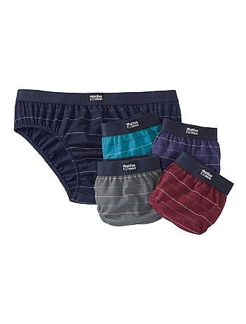 Lot de 5 Slips Jersey Coton Rayés - ATLAS FOR MEN