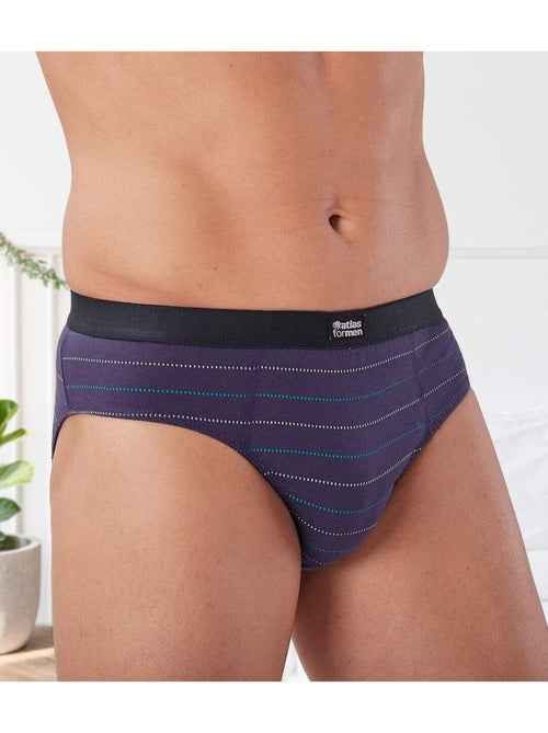 Lot de 5 Slips Jersey Coton Rayés   - ATLAS FOR MEN - Kiabi