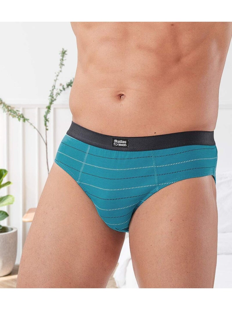 Lot de 5 slips jersey coton rayés   - atlas for men Bleu Gris Noir - Kiabi