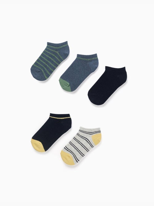 Lot de 5 socquettes avec détails contrastés - Kiabi