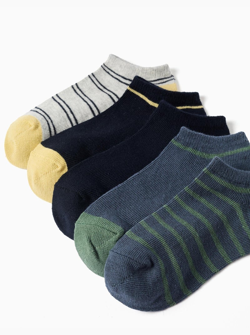 Lot de 5 socquettes avec détails contrastés Gris Bleu - Kiabi