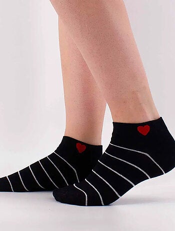 Lot de 5 Socquettes Coeur Côté Rayures