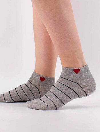 Lot de 5 Socquettes Coeur Côté Rayures