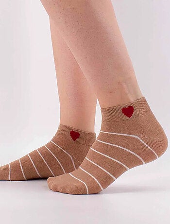 Lot de 5 Socquettes Coeur Côté Rayures