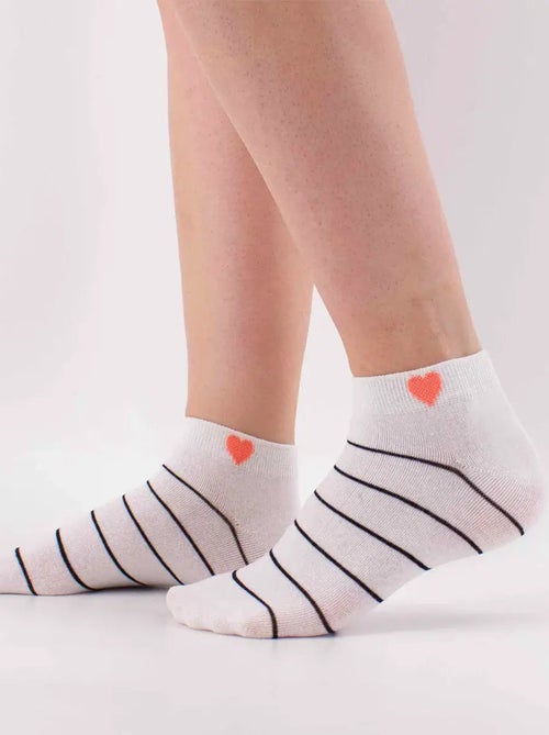 Lot de 5 Socquettes Coeur Côté Rayures - Kiabi