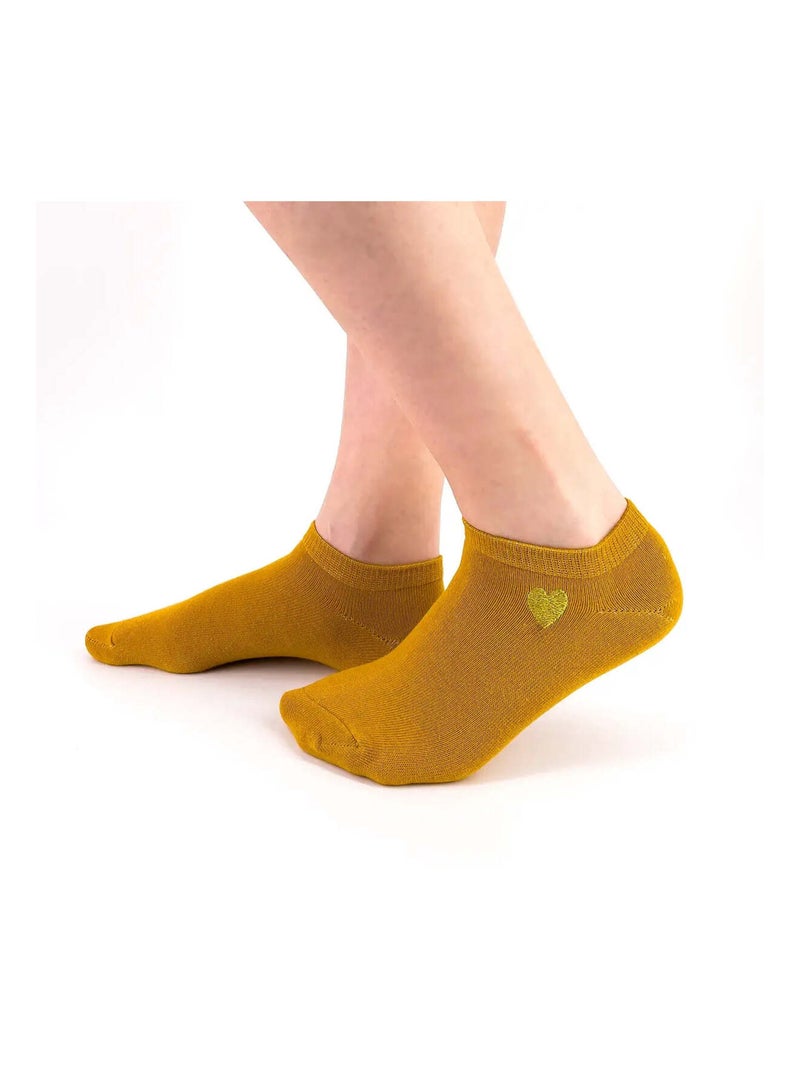 Lot de 5 Socquettes Coeur Doré Côté Multicolore - Kiabi