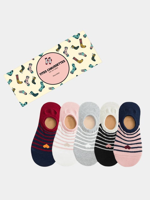 Lot de 5 Socquettes Coeur Marin - Kiabi