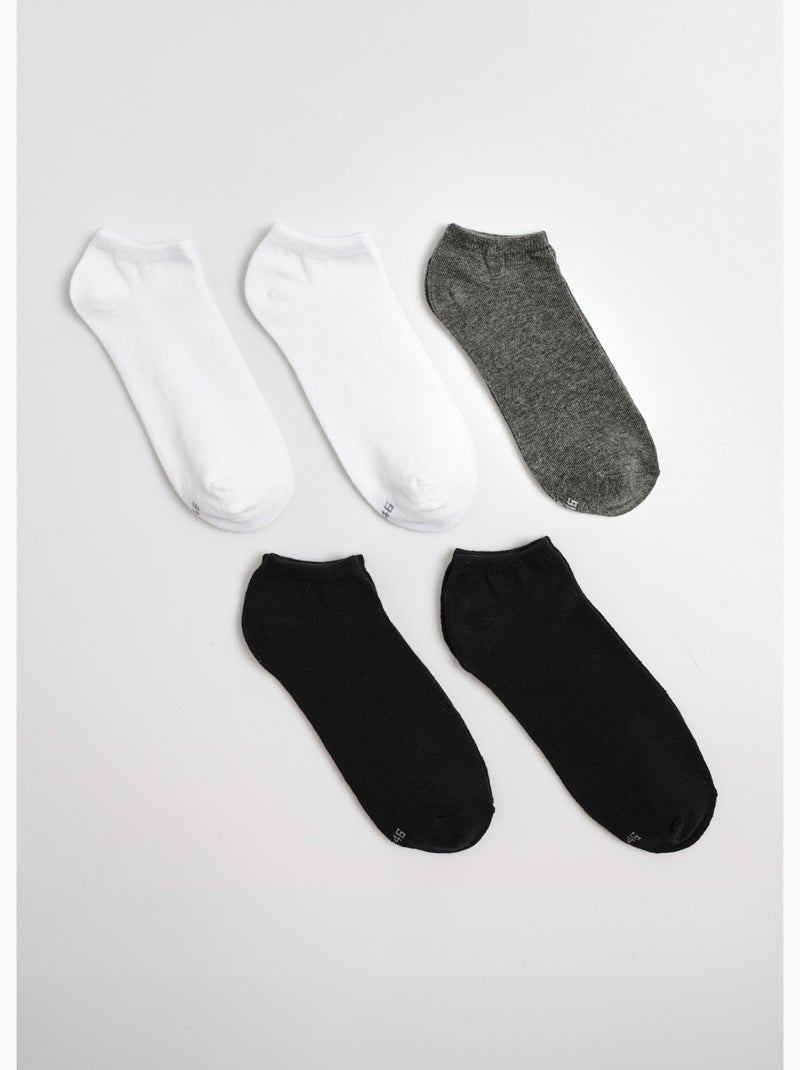 Lot de 5 Socquettes, coloris assortis - AFIBEL Blanc Gris Noir - Kiabi