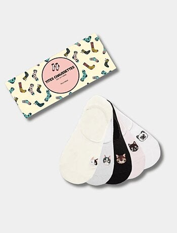 Lot de 5 Socquettes Invisibles Chat