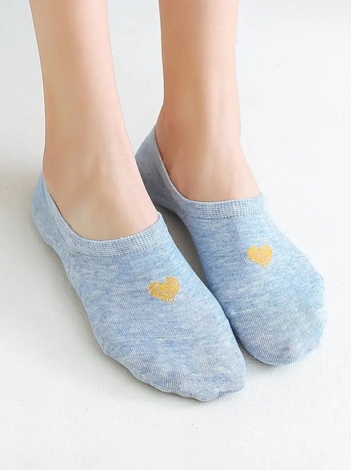 Lot de 5 Socquettes Invisibles Coeur Doré - Kiabi