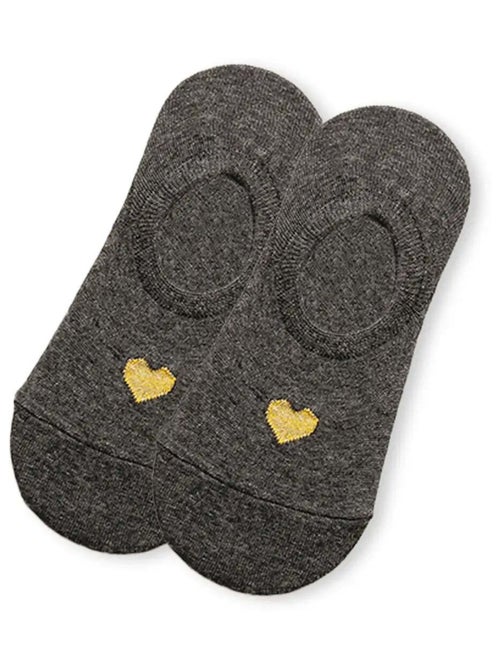 Lot de 5 Socquettes Invisibles Coeur Doré - Kiabi