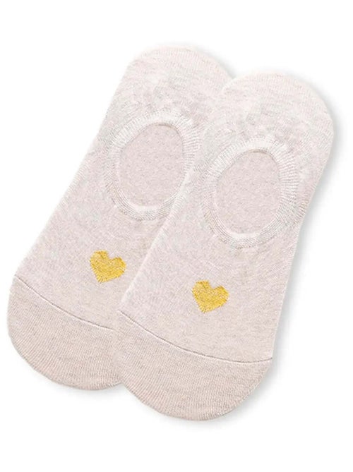 Lot de 5 Socquettes Invisibles Coeur Doré - Kiabi