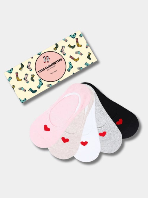 Lot de 5 Socquettes Invisibles Coeur - Kiabi