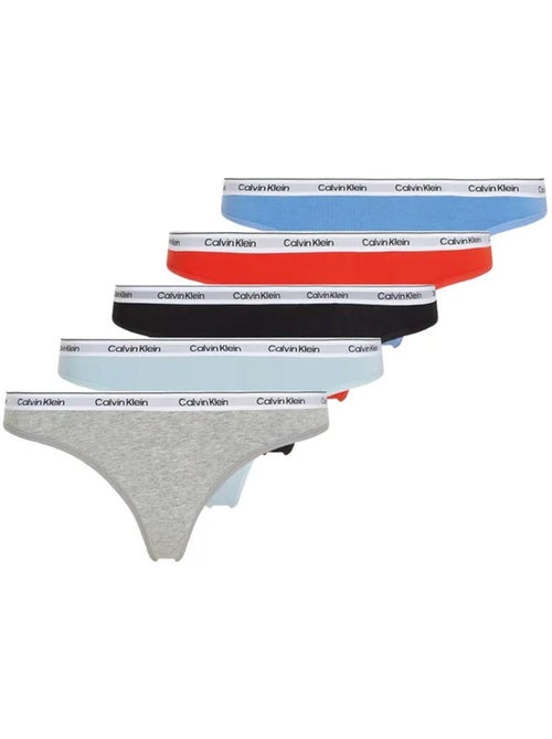 Lot de 5 Strings  Femme Calvin Klein Jeans Thong - Kiabi