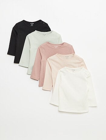 Lot de 5 t-shirts unis à manches longues